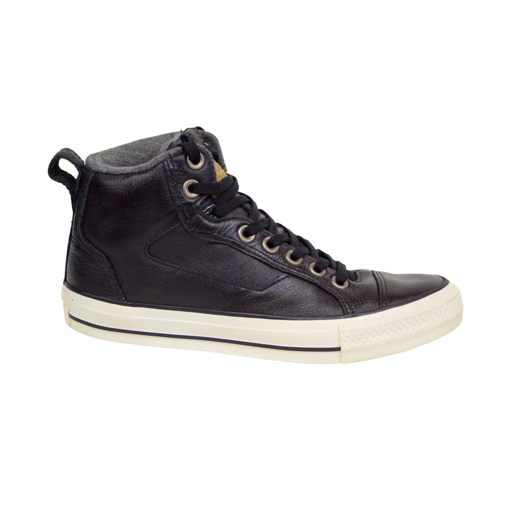 Converse Chuck Taylor All Star Black Leather High Top Sneaker W 7.5 / M 5.5 - Picture 2 of 8